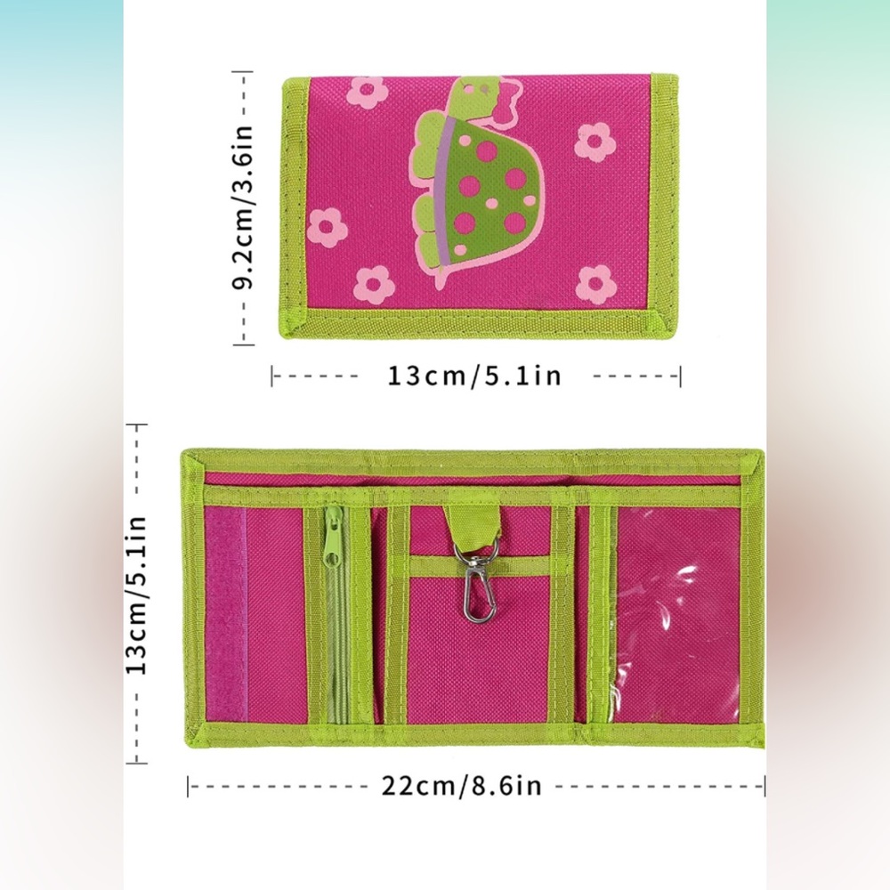 🐢RFID Blocking Trifold Wallet for Kids with Zippered Pocket🐢💖